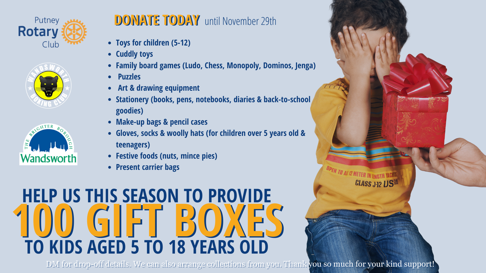 Gift Box donations we're collecting