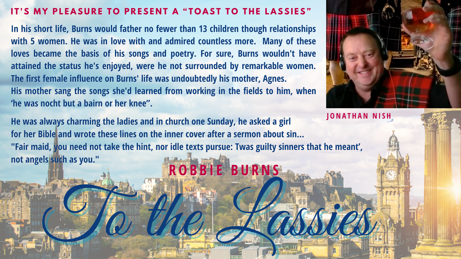 Jonathan Nish proposed a Toast to the Lassies
